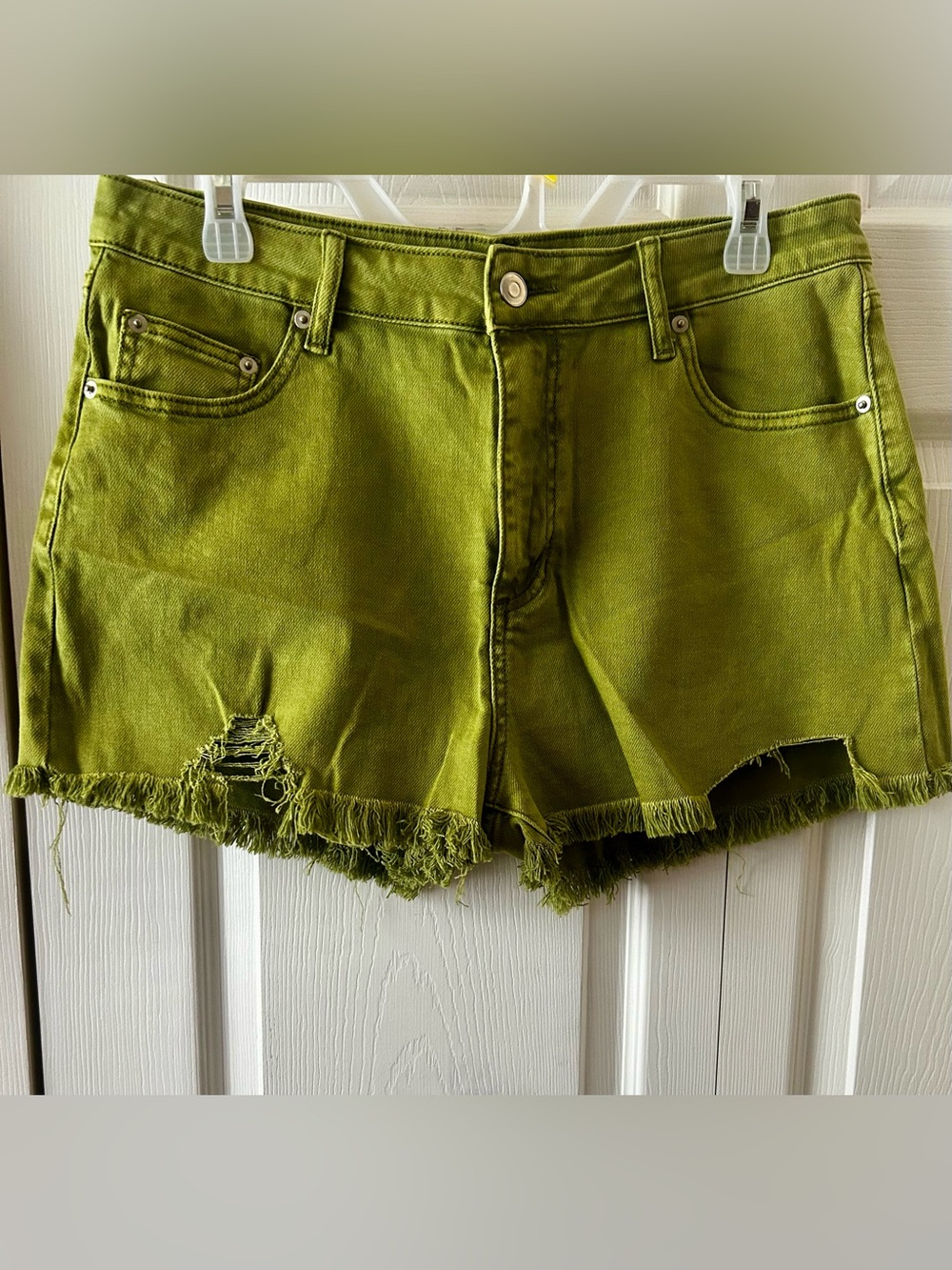 Fashion Nova Bundle 3x Distressed Denim Shorts. Size 13 Green, Black, Blue